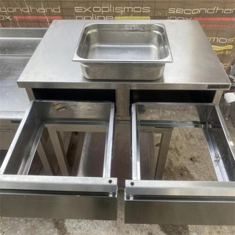 Συρτάρι Ανοξείδωτο Διπλό 80x59x24Cm Για 1/2Gn Βάθος 10Cm  Mεταχειρισμένο